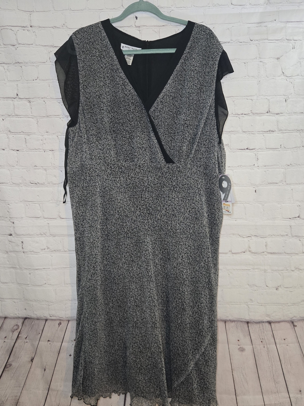y2k NWT Nine West rosette print silk semi sheerโ midi flutter hem Fairy Dress